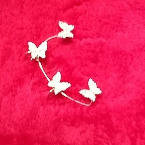 Butterfly diamond ear cuff